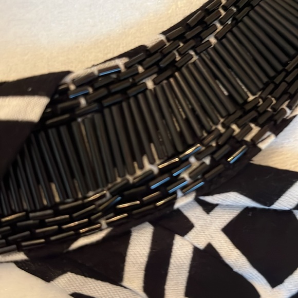 NWOT Inc International Concepts Inc black & white beaded neck top xs - Picture 3 of 13